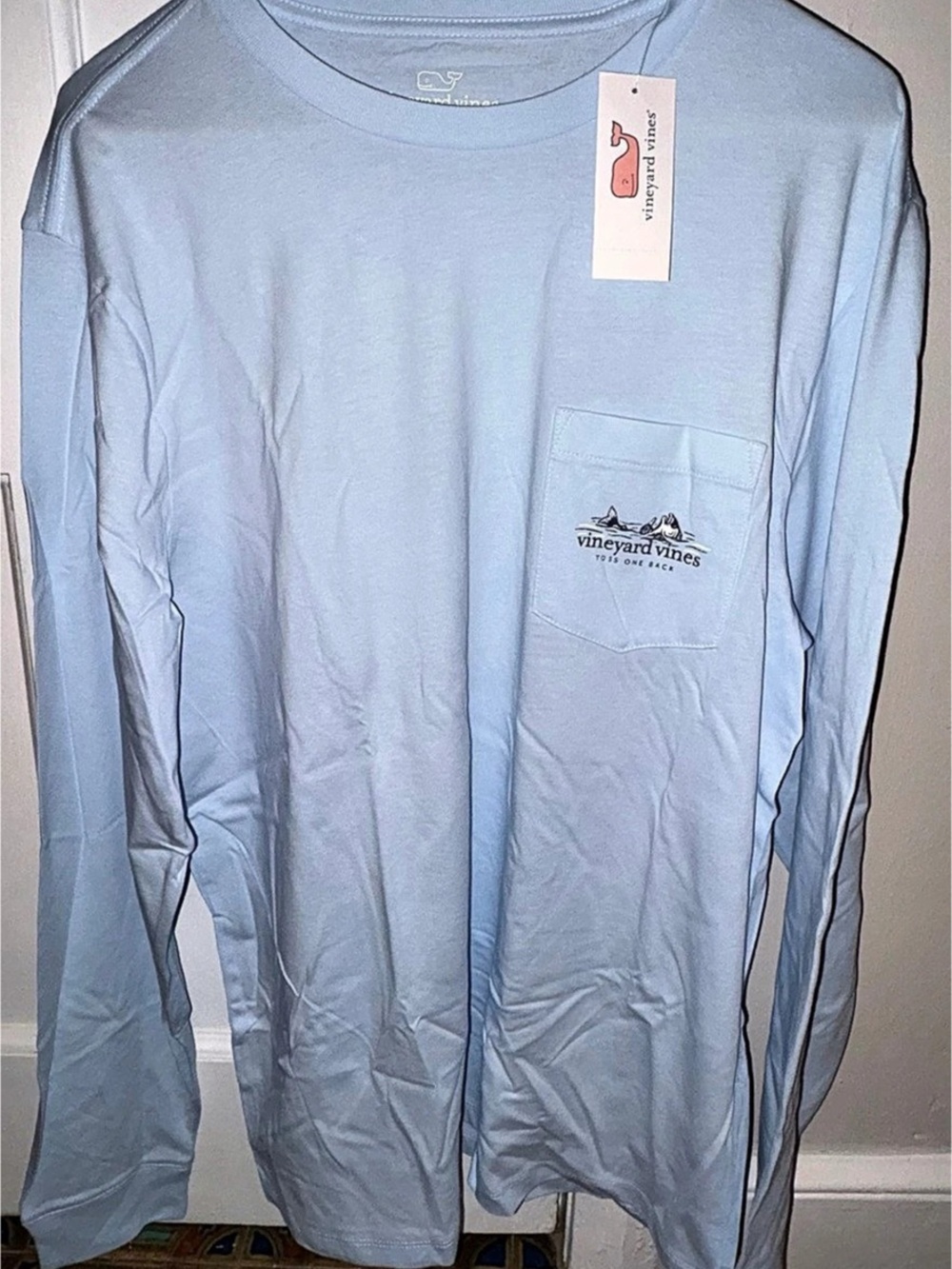 Vineyard Vines Toss One Back Long-Sleeve Pocket Tee Men's Medium Blue